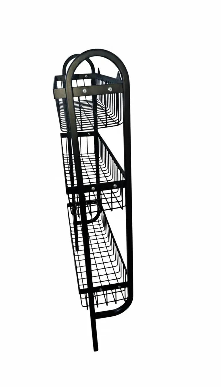 Wall-Mounted Stainless Steel Spice Rack – 3 Tier, Black