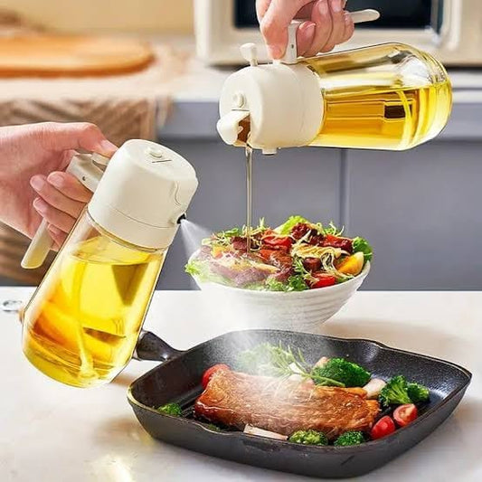 2-in-1 Oil Spray Bottle 380ml – Adjustable Mist & Dispenser