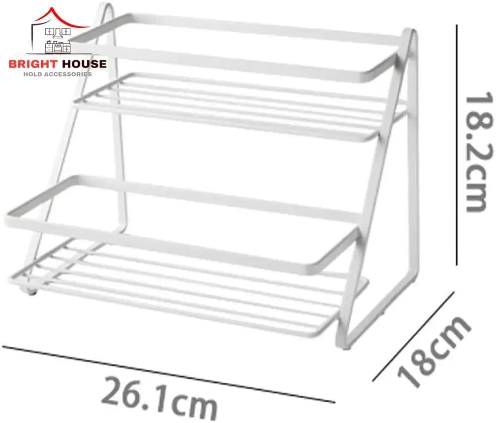 White Metal Spice Rack – 2 Tier Kitchen Organizer