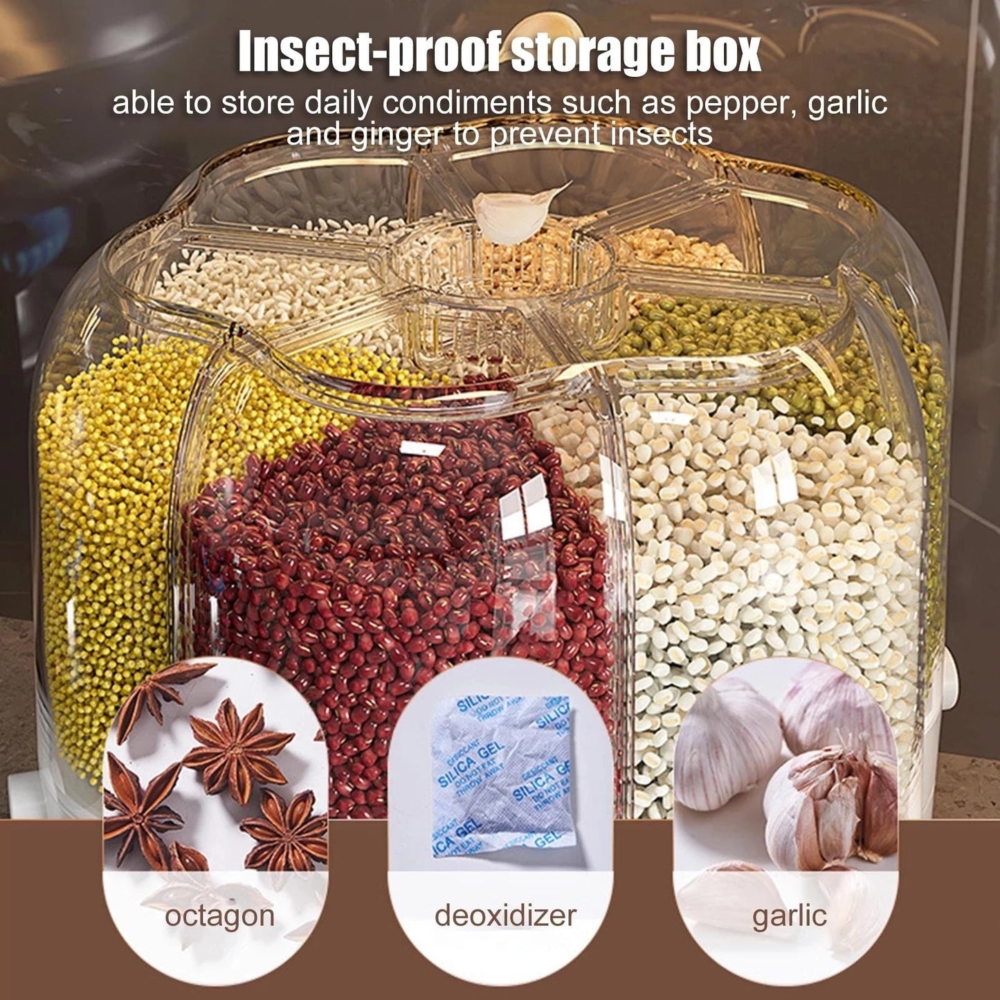 360° Rotating Rice Dispenser for Kitchen Organization