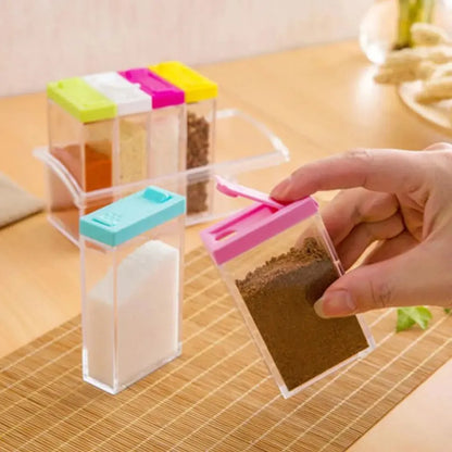 6-Piece Kitchen Spice Jar Set with Storage Tray