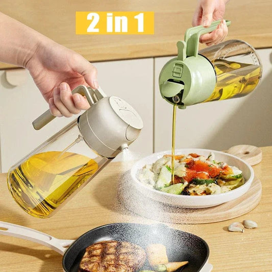 2-in-1 Oil Spray Bottle 380ml – Adjustable Mist & Dispenser