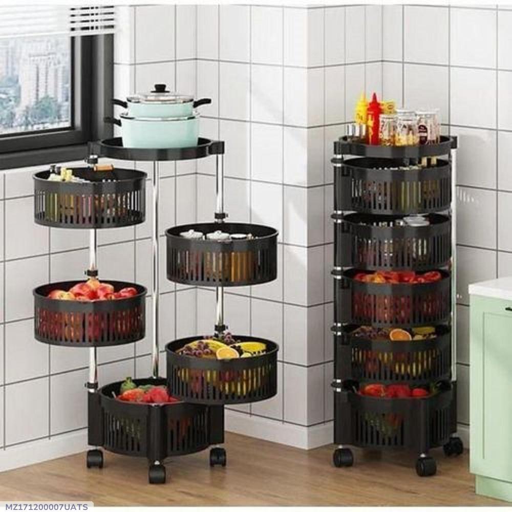 5-Tier 360° Rotating Fruit Basket – Black