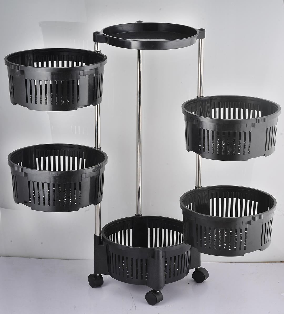 5-Tier 360° Rotating Fruit Basket – Black