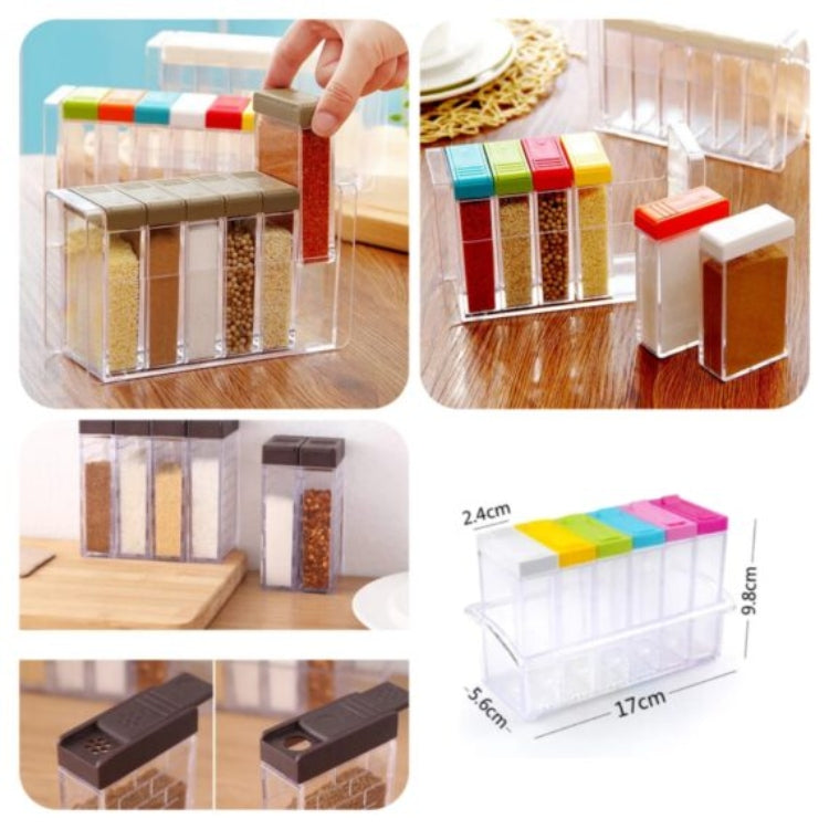 6-Piece Kitchen Spice Jar Set with Storage Tray
