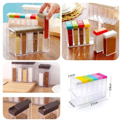 6-Piece Kitchen Spice Jar Set with Storage Tray