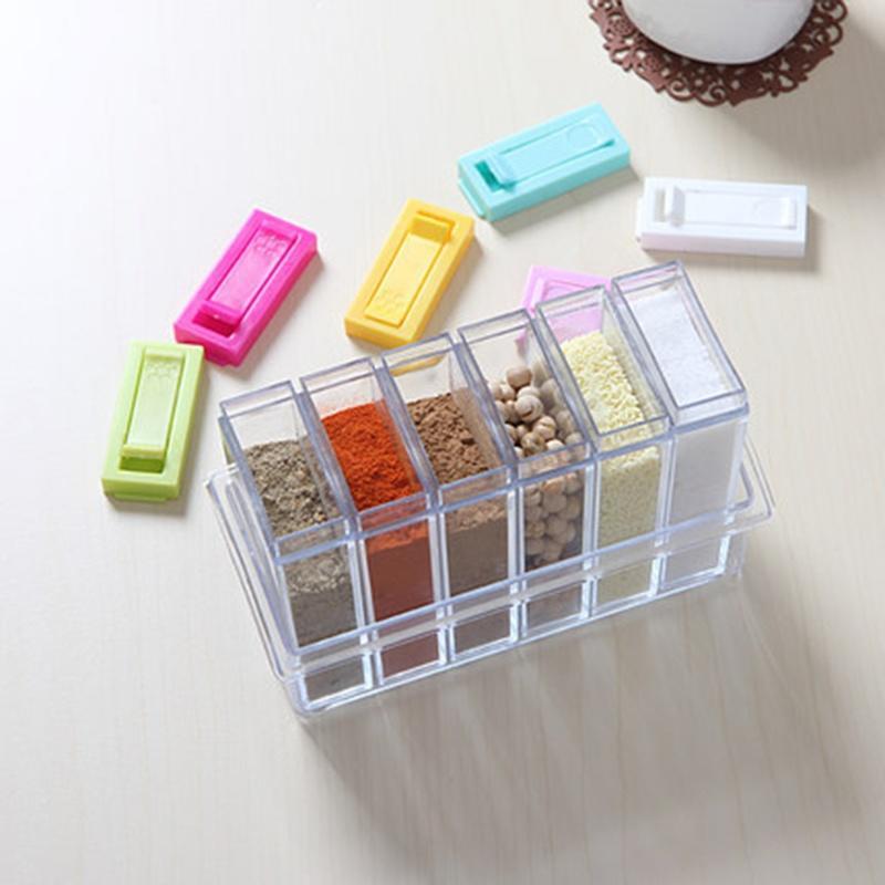 6-Piece Kitchen Spice Jar Set with Storage Tray